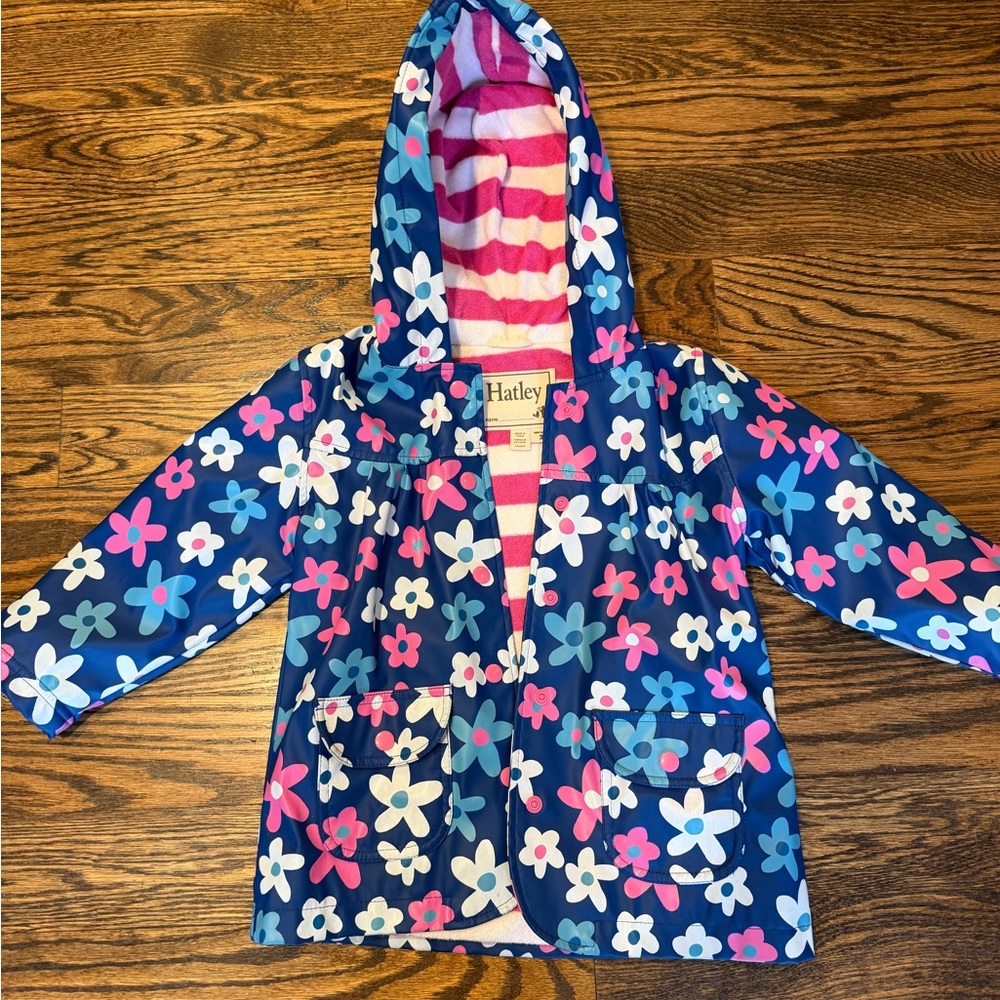 Hatley Floral Raincoat with Blue and Pink Accents